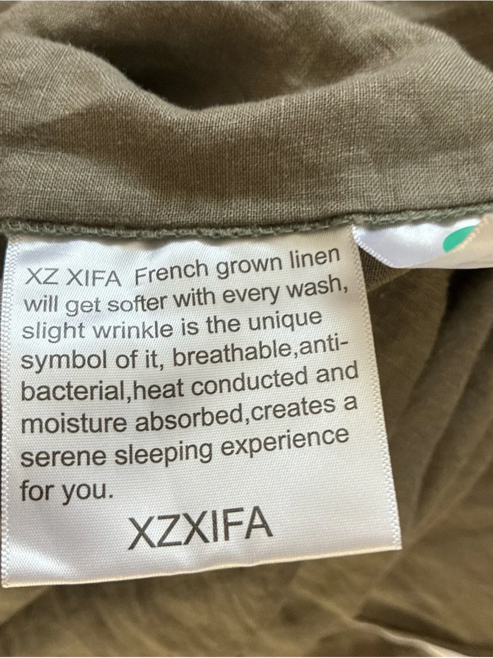 XZ XIFA Olive Green Linen Duvet Cover Full Queen 100% Washed French Flax Linen